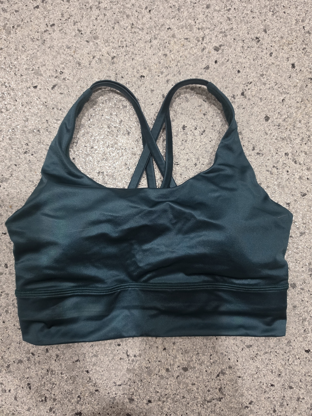 Lululemon Criss Cross Back Longline Sports Bra Size 6 Dark Teal Green
